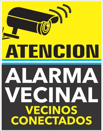 4 Carteles Chapa Alarma Vecinal 22x28 Cm Señaletica