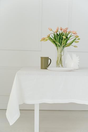 Mantel Rectangular De Lino Natural De 60 X 106 Pulgadas, Man