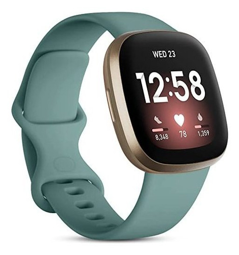 Malla Para Reloj Fitbit Versa 3-4 Sense2 Silicona Verde Pi L