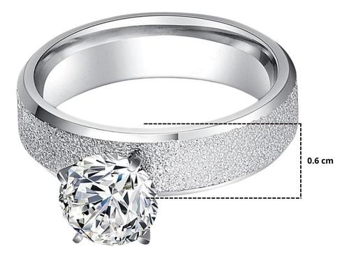 Imagen 2 de 3 de Anillo Compromiso Plata Mujer Promesa Solitario Acero Amor