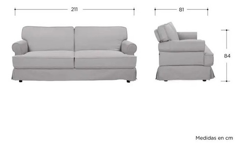 Sofá-cama Gaia, poltrona Monie cinza claro, tamanho duplo 211 cm, base de madeira, 1 unidade