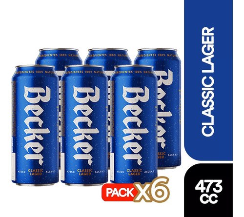 Pack 6 Cerveza Becker Lata De 473cc