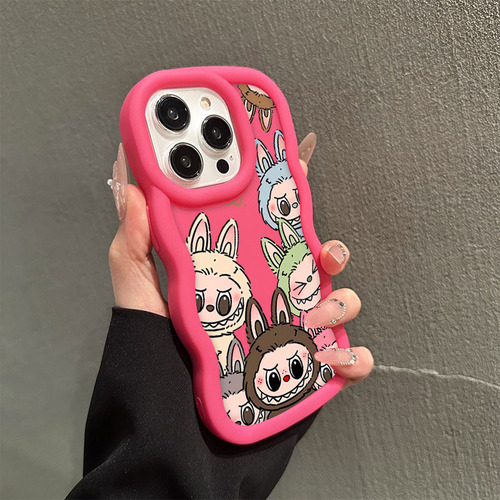 Sh Carcasa For iPhone Labubu Macaron Candy Color Wave