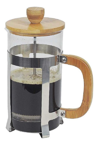 Cafetera Manual Embolo Prensa Francesa Vidrio Madera 600ml ®