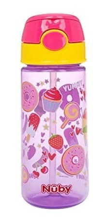 Botella De Agua Nuby Para Niños Estampada Flipit Active Con