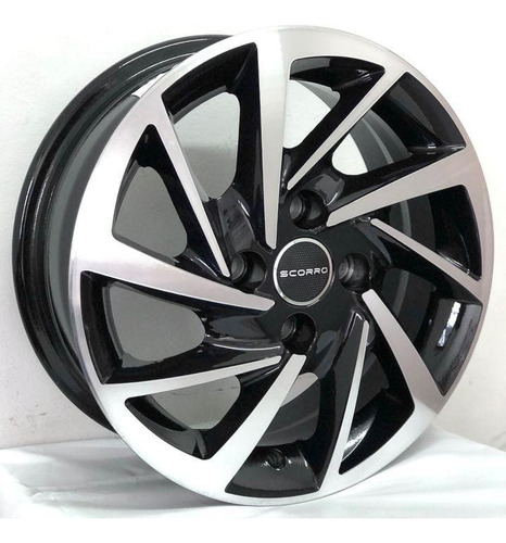 01 Roda Gol Voyage Up Aro 14 4x100 (1 Unid) + Bico Cor Preto Com Diamantado