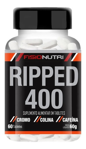 Combo 5x Termogenico Ripped Fisio 400 Mg Cafeina 60 Tabletes Sabor Chocolate ao leite