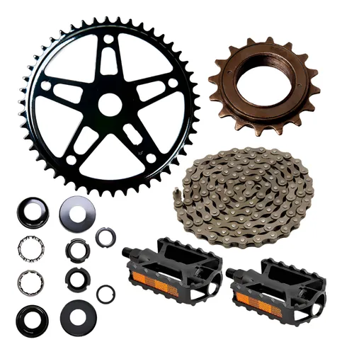 comprar Kit Relação Catraca + Corrente + Coroa+ Central + Pedal Bike