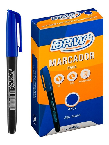 Marcador Permanente Dvd Cd  Azul Cx C/12 