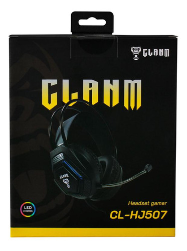 Fone De Ouvido Jungle Cl-hj507 Preto Led 3 Cores Com Fio Usb