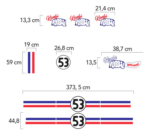 Kit Faixa Kombi Herbie 53 2006/2014 - Genérico
