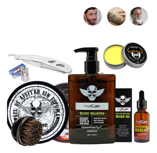 Kit Barberia Aceite/gel De Afeitar/cera/navaja/bálsamo