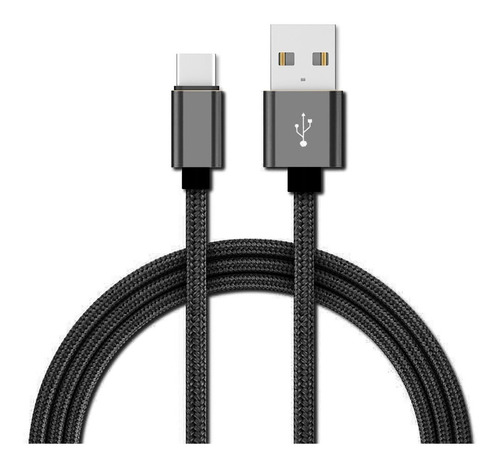 Cable Usb Tipo C Para Celular 1 Mt Negro Carga Rapida 2.4a