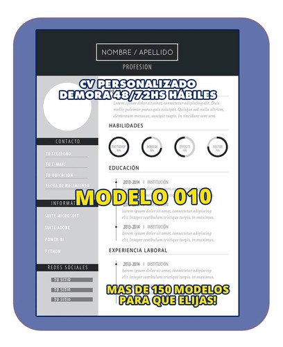 Cv Curriculum Personalizado Profesional + Carta -modelo 010-