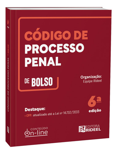 Livro Código De Processo Penal Cpp De Bolso, 6ª Edição 2024, De Equipe Rideel. Editora Rideel, Capa Mole, Edição 6 Em Português, 2024