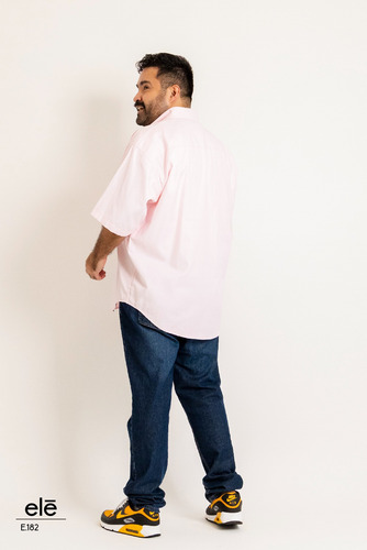 Camisa Caballero Ele Tallas Extras Liso Rosa E.182