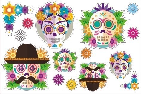 Vinilo Decorativo Aplique Calaveras Mexicanas