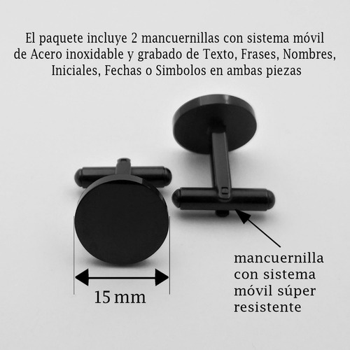 Imagen 4 de 9 de Mancuernillas Acero Personalizado Grabado Laser 1118