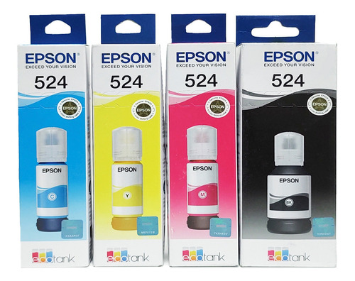 Botella De Tinta Epson T524 Set 4 Colores P/l6580/l15150/160