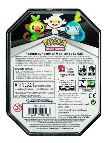 Latinha - lata de guardar cartinhas pokémon - Galar Fogo Cinderace V em  Promoção na Americanas