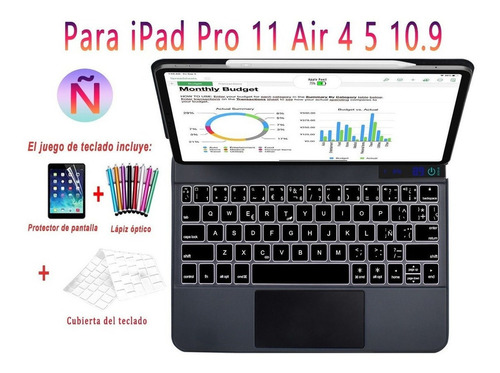 Imagen 2 de 7 de Teclado Magic Trackpad Para Apple iPad 11 2021 2020 2018 Ñ
