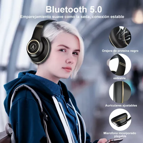 Audifonos De Diadema Inalambricos Bluetooth Plegable Con Mic Negro/Dorado