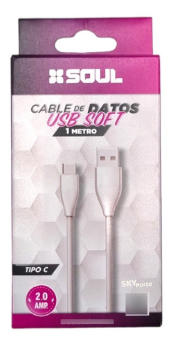 Cable Usb-c Soft 1 Metro Soul Carga Y Datos Tipo C
