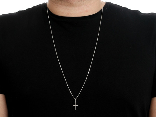 Imagem 2 de 5 de Corrente Masculino Prata Maciça 925 Cordão 70cm + Ping Cruz