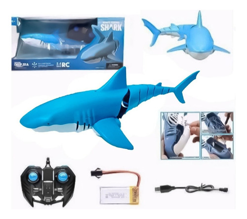 Tiburon A Control Remoto Helices Para Uso En El Agua 38cm
