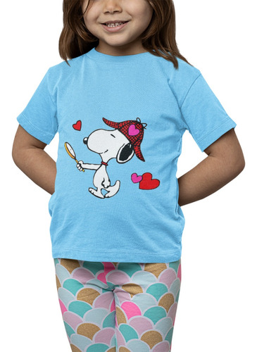 Polera Niña Snoopy Charlie Brown Detective Estampado Algodon