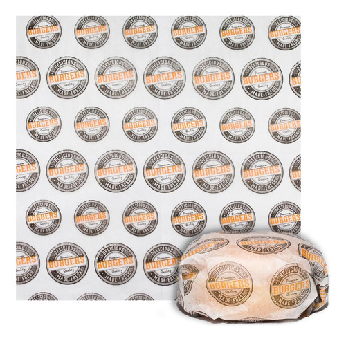 Papel Manteiga Acoplado 100 Folhas Embalar Hamburguer Lanche