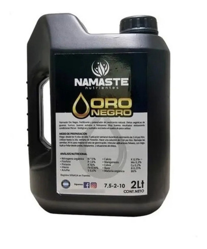 Imagen 1 de 5 de Oro Negro 2 Litros Potenciador De Crecimiento Namaste Bidon