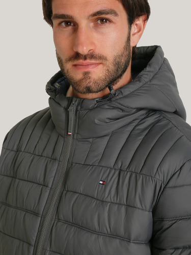 Parka Weight Quilted Colorblock Gris Tommy Hilfiger