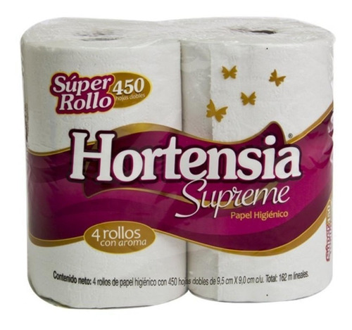 Caja Papel Higiénico Hortensia Supreme 20 Paq Con 4 Rollos