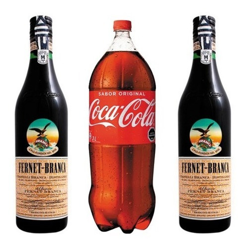 Promo 2 Fernet Branca 750 Ml + Refresco Coca Cola 3 Litros