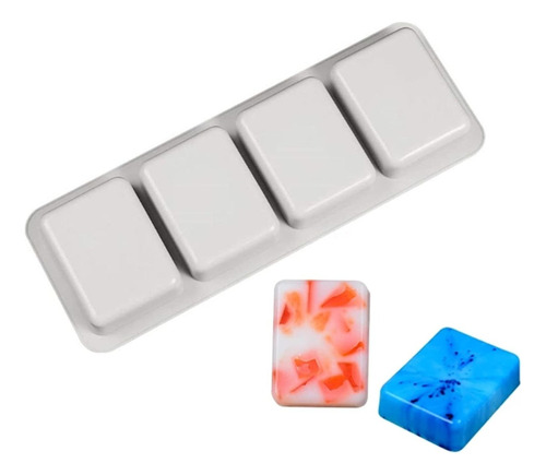 Molde Silicona Jabón Rectangular Artesanal De 4 Cavidades