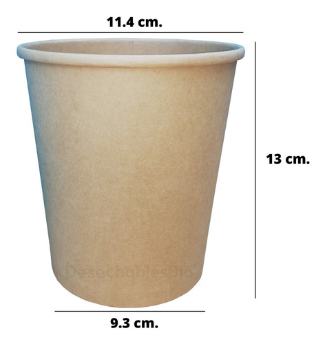 Imagen 2 de 6 de 50 Vaso Térmico 32 Oz Con Tapa Kraft Compostable Sopa Helado