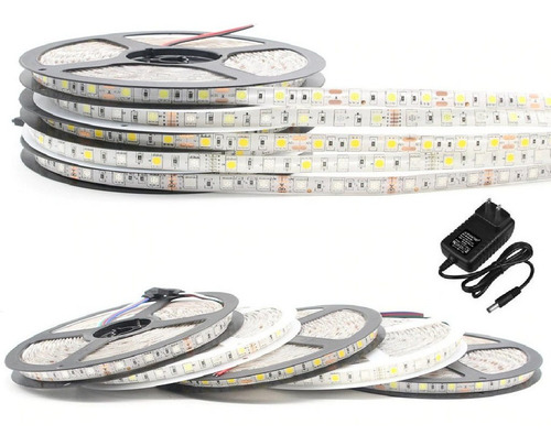 Cinta Led  12v X 5 Metros Con Adaptador 110v-calido