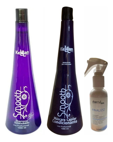 Kit Kellan Smooth Shampoo E Ativo Matizador + Finalizz