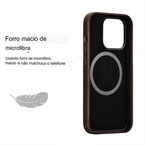 Sun Capa Magsafe Para iPhone 13 Normal Luxuosa Couro Genuíno