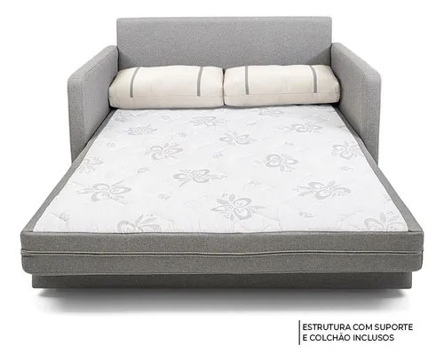 comprar Sofá-cama Herval Aurora, 2 Lugares, Linho Chumbo Cor Cinza Desenho do tecido Liso
