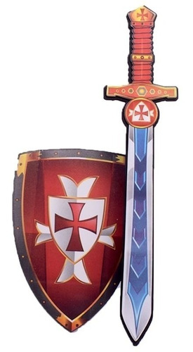 Espada Con Escudo De Guerrero De Goma Color Rojo