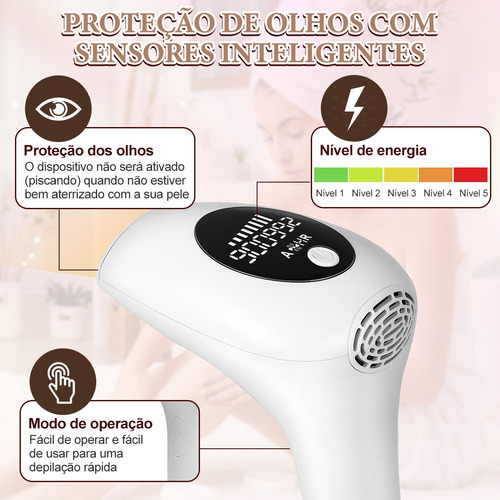 Depilador A Laser 900 Mil Pulsos Portátil Aparelho Depilação