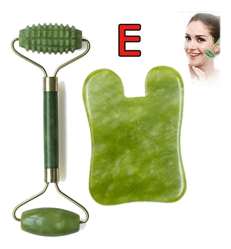 Rodillo De Masaje Facial Jade Gua Sha Antienvejecimiento