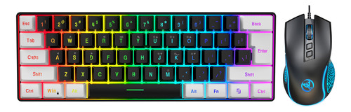 Teclado Usb Rgb Hxsj Pc Mouse Para Ordenador Portátil Retroi