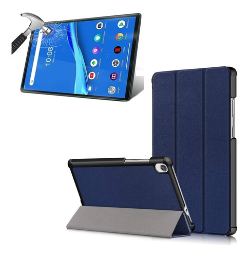 Case Flip Magnetica + Mica De Vidrio 9h Para Tab Lenovo M8