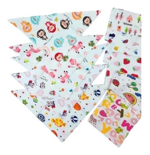 Set De 10 Baberos Para Bebé Tipo Bandana