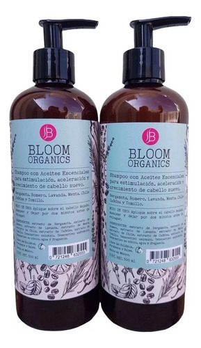 Shampoo Anticaída Y Crecimiento Bloom Organics 2 Piezas