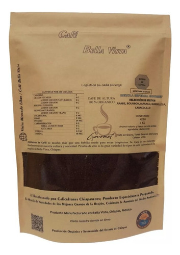 Café De Chiapas 100% Mezcla Arabiga/ Bourbon Molido 1kg