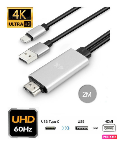 Cable Usb Tipo C A Hdmi 4k Macbook Huawei 2 Metros